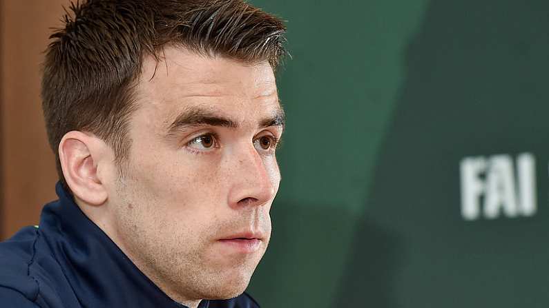 23 March 2017; Republic of Ireland captain Seamus Coleman during a press conference at the FAI National Training Centre in Abbotstown, Co Dublin. Photo by Matt Browne/Sportsfile