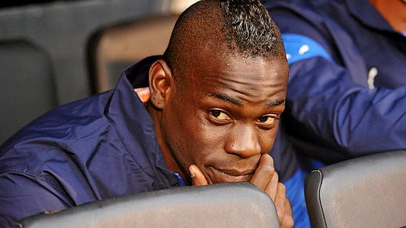 31 May 2014; Mario Balotelli on the Italian bench. International Friendly, Republic of Ireland v Italy, Craven Cottage, Fulham, London, England. Picture credit: David Maher / SPORTSFILE