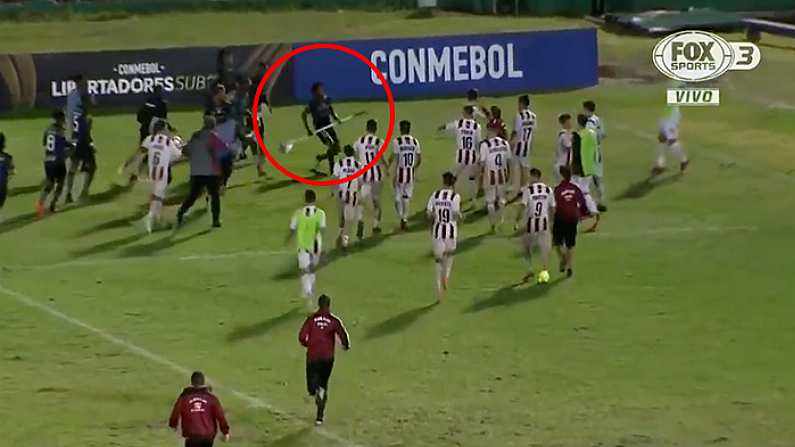 Watch: Scenes In Argentina As Player Defends Himself With Corner Flag