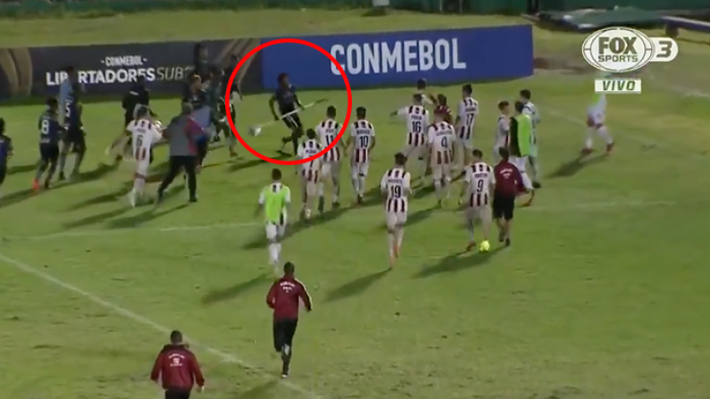 Watch: Scenes In Argentina As Player Defends Himself With Corner Flag