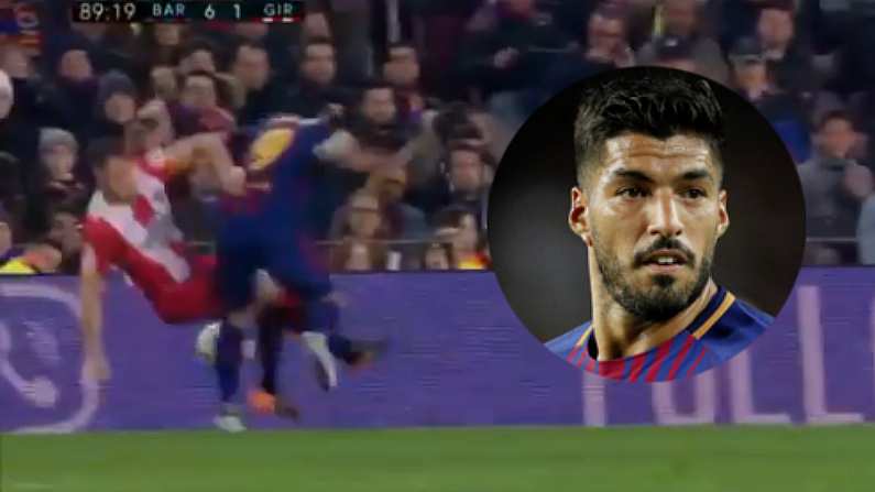 Watch: Farcical Scenes As Suarez Makes Huge Effort To Get Booked