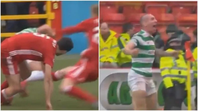 Watch: Aberdeen Player Sent Off Trying To Poleaxe Celtic's Scott Brown