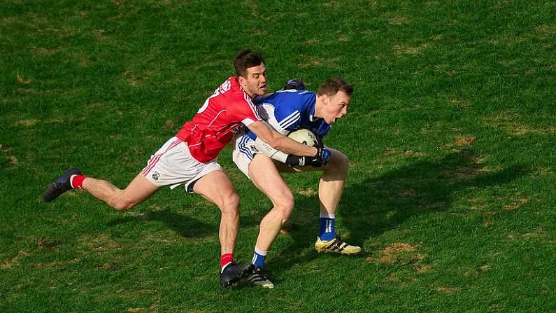 25 February 2018; Gearoid McKiernan of Cavan in action against Jamie OSullivan of Cork during the Allianz Football League Division 2 Round 4 match between Cork and Cavan at Pairc Ui Chaoimh in Cork. Photo by Eoin Noonan/Sportsfile