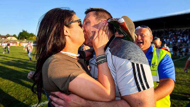 Kildare manager Cian O'Neill is congratulated