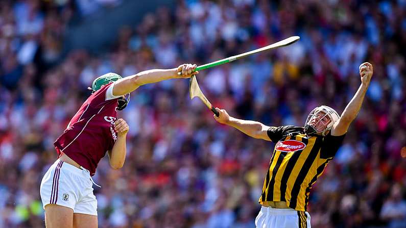 1 July 2018; Padraig Walsh of Kilkenny in action against Niall Burke of Galway during the Leinster GAA Hurling Senior Championship Final match between Kilkenny and Galway at Croke Park in Dublin. Photo by Stephen McCarthy/Sportsfile