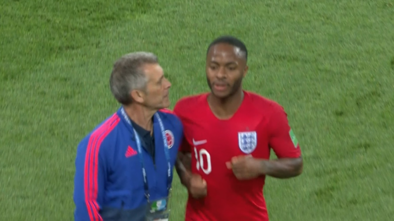Watch: Raheem Sterling Gets Shouldered By Colombian Coach