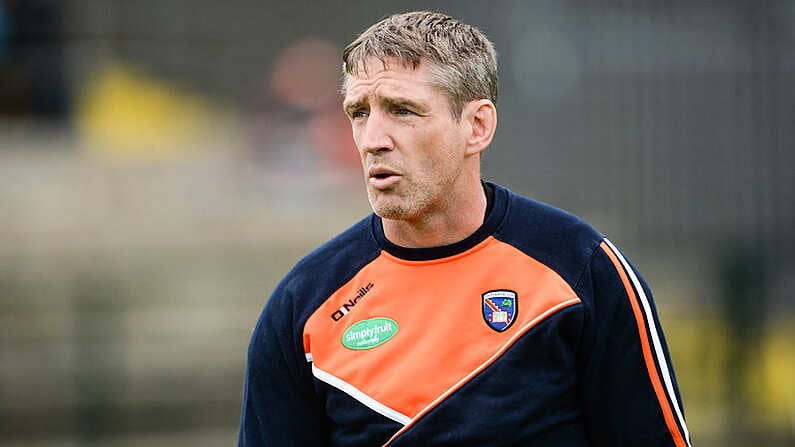 19 May 2018; Armagh manager Kieran McGeeney during the Ulster GAA Football Senior Championship Quarter-Final match between Fermanagh and Armagh at Brewster Park in Enniskillen, Fermanagh. Photo by Oliver McVeigh/Sportsfile