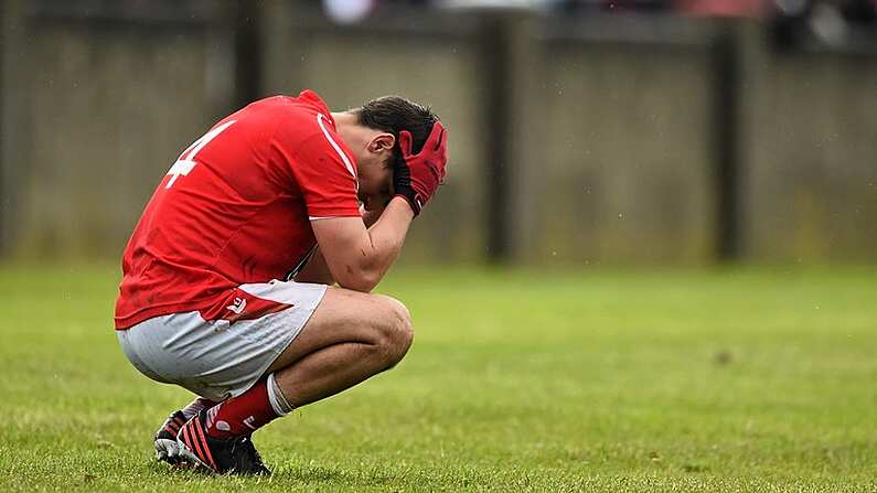 17 May 2015; Louth's Padraig Rath following his side's defeat. Leinster GAA Football Senior Championship, Round 1, Louth v Westmeath. County Grounds, Drogheda, Co, Louth. Picture credit: Ramsey Cardy / SPORTSFILE