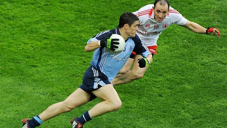 16 August 2008; Diarmuid Connolly, Dublin, in action against Brian Dooher, Tyrone. GAA Football All-Ireland Senior Championship Quarter-Final, Dublin v Tyrone, Croke Park, Dublin. Picture credit: Paul Mohan / SPORTSFILE