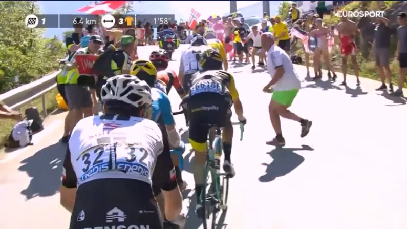Watch: Angry Fan Attempts To Push Chris Froome During Tour De France