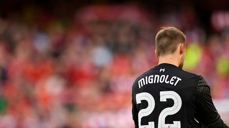 5 August 2017; Simon Mignolet of Liverpool during the International Club soccer match between Liverpool and Athletic Bilbao at the Aviva Stadium in Dublin. Photo by Eoin Noonan/Sportsfile