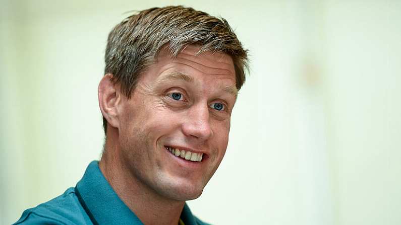 9 June 2017; Ireland coach Ronan O'Gara during a press conference at the Hyatt Regency Hotel in Jersey City, New Jersey, USA. Photo by Ramsey Cardy/Sportsfile