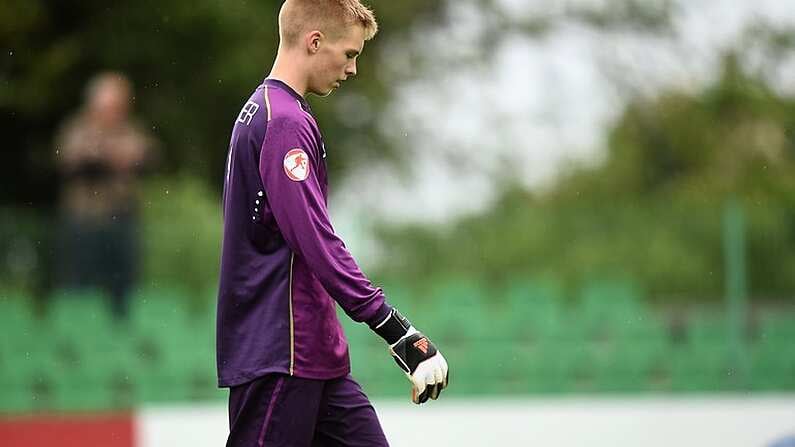 10 May 2015; Caoimhin Kelleher, Republic of Ireland, after conceeding the first goal. UEFA U17 Championship Finals, Group D, Republic of Ireland v Italy. Stara Zagora, Bulgaria. Picture credit: Pat Murphy / SPORTSFILE