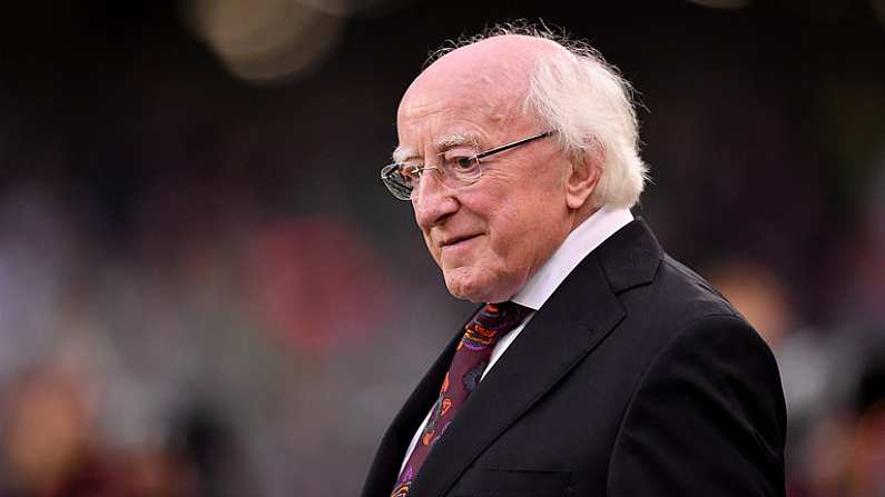 5 September 2017; President of Ireland Michael D Higgins prior to the FIFA World Cup Qualifier Group D match between Republic of Ireland and Serbia at the Aviva Stadium in Dublin. Photo by Brendan Moran/Sportsfile