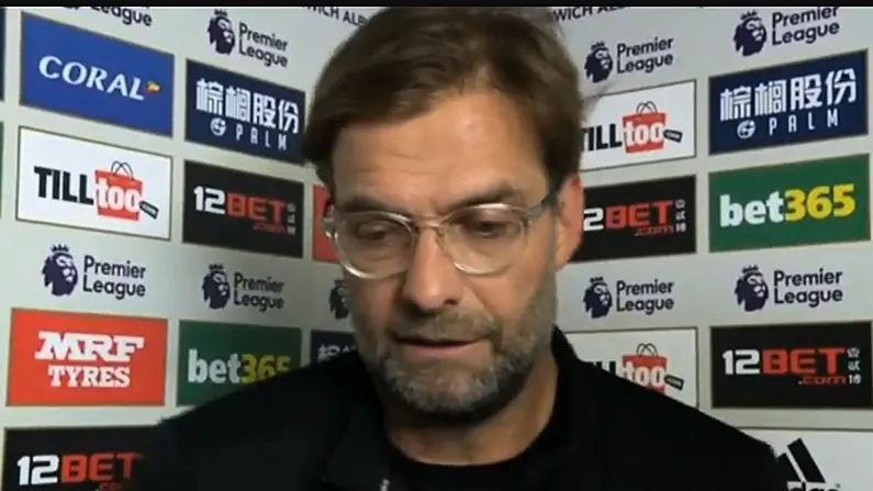 Jurgen Klopp Takes Pretty Classless Dig At West Brom As He Fumes Over "Dry Pitch"