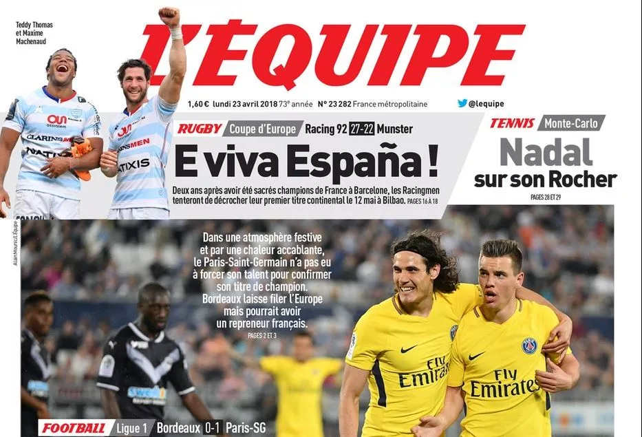 l'eqiuipe racing munster front page