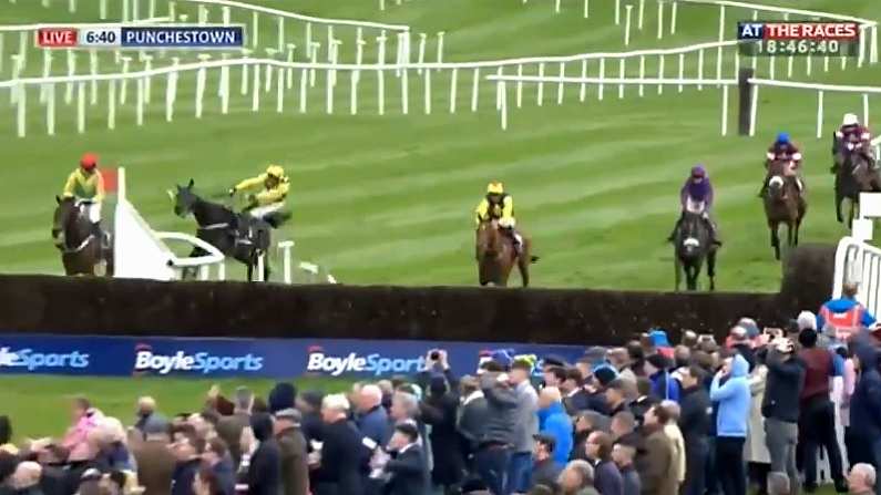 Watch: Carnage! Punchestown Produces One Of The Craziest Race Endings Ever