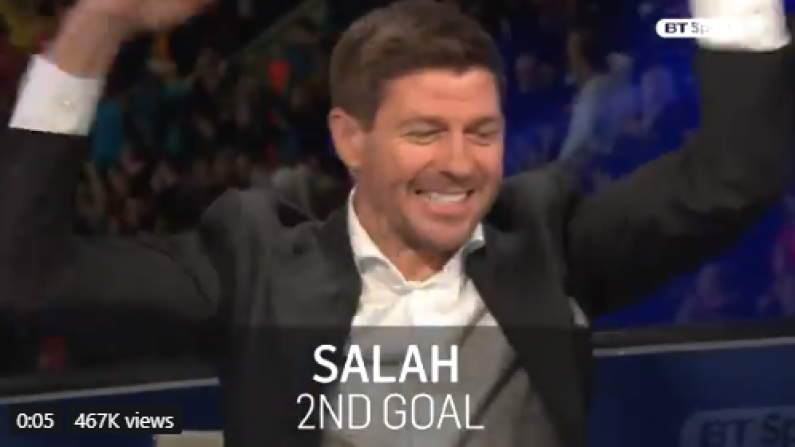 Watch: Steven Gerrard Loses His Shit In BT Studio Celebrating Mo Salah's Goals