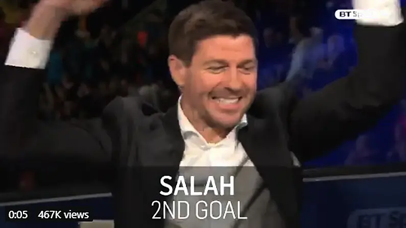 Watch: Steven Gerrard Loses His Shit In BT Studio Celebrating Mo Salah's Goals