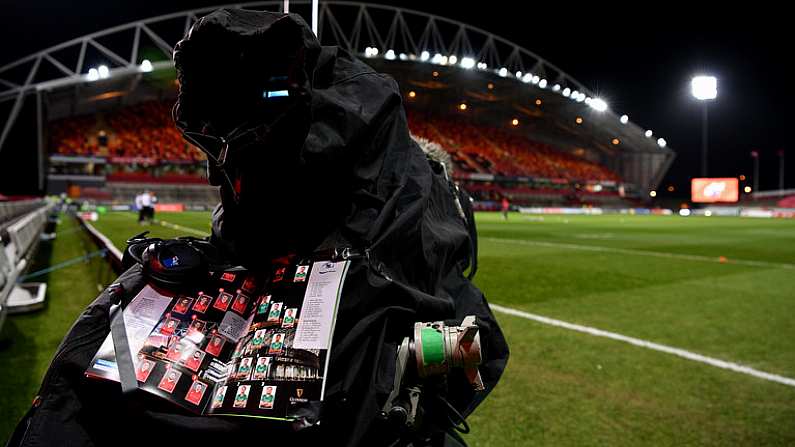 6 January 2018; A general view of a match programme on a TV camera at Thomond Park prior the Guinness PRO14 Round 13 match between Munster and Connacht at Thomond Park in Limerick. Photo by Diarmuid Greene/Sportsfile