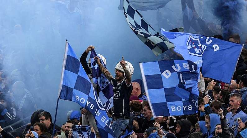 1 October 2016; Dublin supporters on hill 16 ahead of the GAA Football All-Ireland Senior Championship Final Replay match between Dublin and Mayo at Croke Park in Dublin. Photo by Ray McManus/Sportsfile