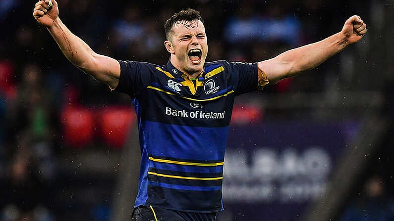 12 May 2018; James Ryan of Leinster celebrates after the European Rugby Champions Cup Final match between Leinster and Racing 92 at the San Mames Stadium in Bilbao, Spain. Photo by Brendan Moran/Sportsfile