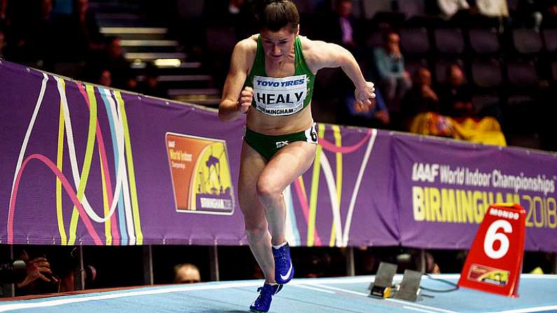 2 March 2018; Phil Healy of Ireland in action during the Women's 400 Metres Heats on Day Two of the IAAF World Indoor Championships at the Birmingham Arena in Birmingham, England. Photo by Sam Barnes/Sportsfile