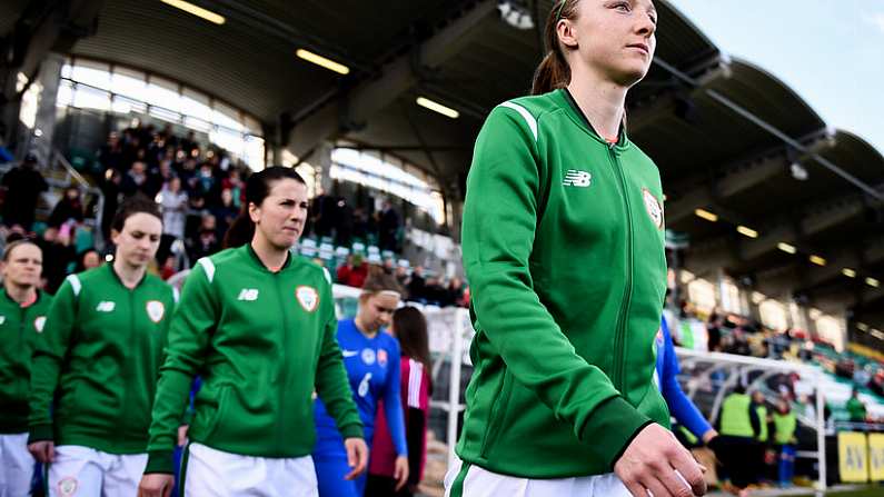 6 April 2018; Louise Quinn of Republic of Ireland prior to the 2019 FIFA Women's World Cup Qualifier match between Republic of Ireland and Slovakia at Tallaght Stadium in Tallaght, Dublin. Photo by Stephen McCarthy/Sportsfile