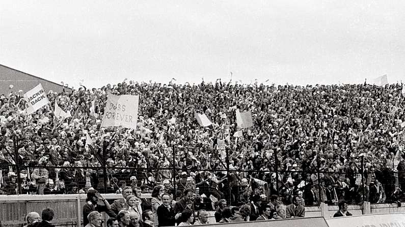 August 1974; A general view of Dublin supporters on Hill 16. All Ireland Senior Football Semi Final, Dublin v Cork, Croke Park, Dublin. Picture credit: Connolly Collection / SPORTSFILE