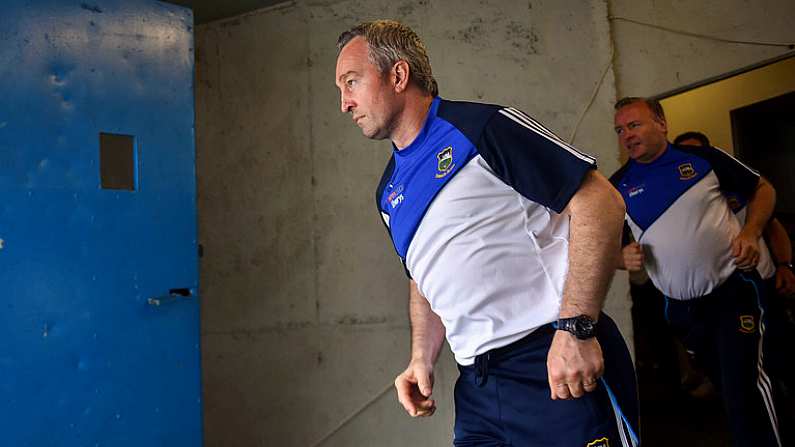 10 June 2018; Tipperary manager Michael Ryan runs out prior to the Munster GAA Hurling Senior Championship Round 4 match between Tipperary and Clare at Semple Stadium in Thurles, Tipperary. Photo by David Fitzgerald/Sportsfile