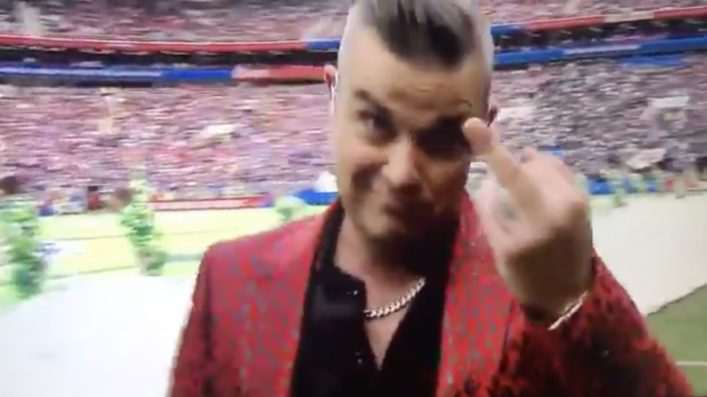 Robbie Williams Has A Weak Excuse For His World Cup Middle Finger