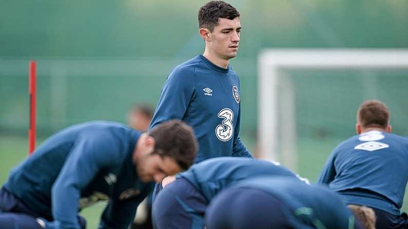 8 October 2014; Republic of Ireland's Brian Lenihan in action during squad training ahead of their UEFA EURO 2016 Championship Qualifer, Group D, game against Gibraltar on Saturday. Republic of Ireland Squad Training, Gannon Park, Malahide, Co. Dublin. Picture credit: David Maher / SPORTSFILE