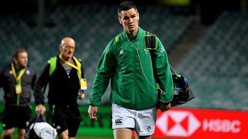 23 June 2018; Jonathan Sexton of Ireland arrives prior to the 2018 Mitsubishi Estate Ireland Series 3rd Test match between Australia and Ireland at Allianz Stadium in Sydney, Australia. Photo by Brendan Moran/Sportsfile