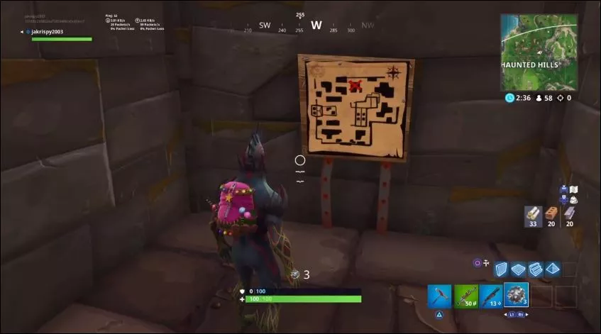 Follow the treasure map found in Haunted Hills 