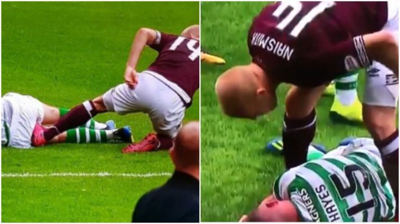 Steven Naismith Roars At Celtic's Injured Jonny Hayes After Nasty Kick