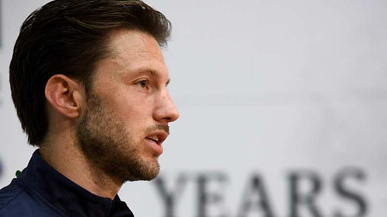 25 May 2018; Harry Arter during a Republic of Ireland press conference at the FAI National Training Centre in Abbotstown, Dublin. Photo by Stephen McCarthy/Sportsfile