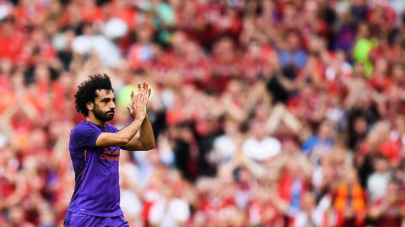 4 August 2018; Mohamed Salah of Liverpool leaves the pitch during the Pre Season Friendly match between Liverpool and Napoli at the Aviva Stadium in Dublin. Photo by Stephen McCarthy/Sportsfile