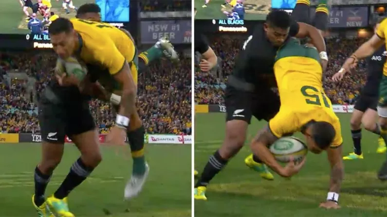 Watch: NZ Player Spear Tackles Folau, Gets Away With It