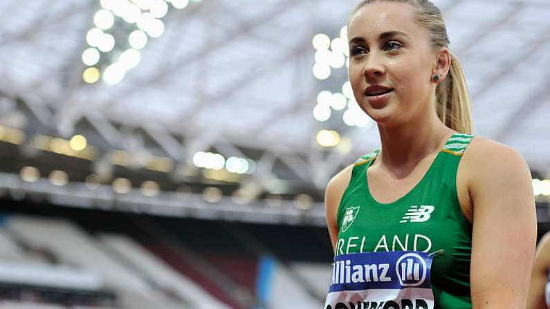 16 July 2017; Orla Comerford of Ireland competing in the finals of the Women's 100m T13 during the 2017 Para Athletics World Championships at the Olympic Stadium in London. Photo by Luc Percival/Sportsfile