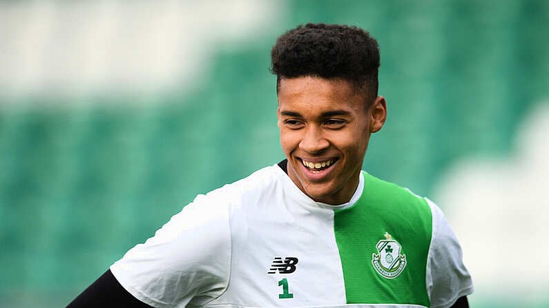 17 August 2018; Gavin Bazunu of Shamrock Rovers warming up ahead of the SSE Airtricity League Premier Division match between Shamrock Rovers and Bohemians at Tallaght Stadium in Dublin. Photo by Eoin Noonan/Sportsfile