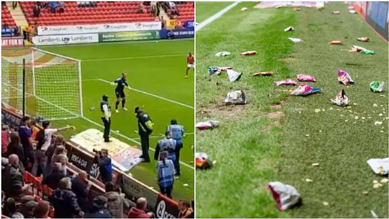 Charlton Fans Bombard Pitch With Crisp Packets In Bizarre Protest