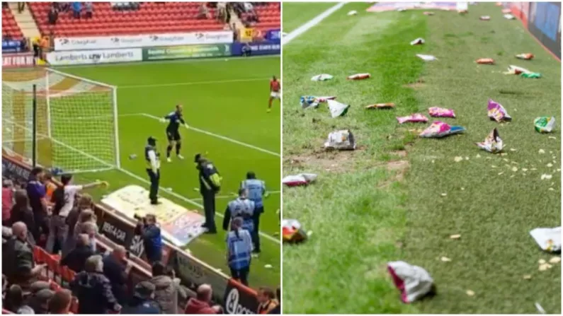 Charlton Fans Bombard Pitch With Crisp Packets In Bizarre Protest