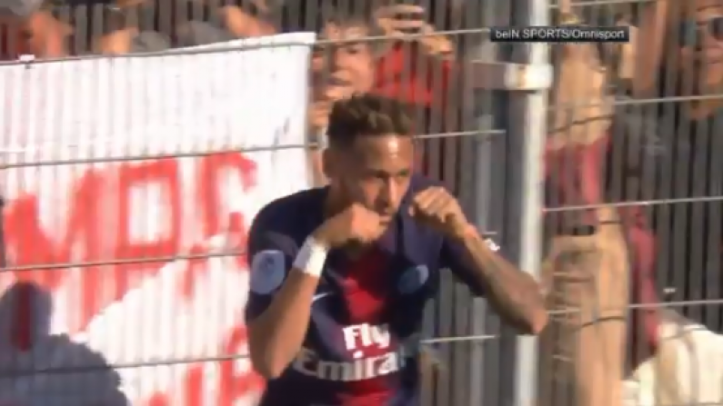 Watch: Neymar Responds To 'Crybaby' Banner With Funny Celebration