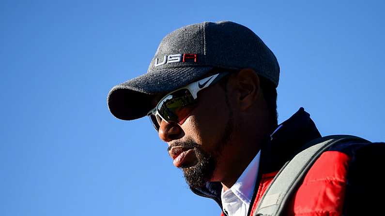 27 September 2016; USA vice-captain Tiger Woods arrives for the team photocalls at The 2016 Ryder Cup Matches at the Hazeltine National Golf Club in Chaska, Minnesota, USA. Photo by Ramsey Cardy/Sportsfile