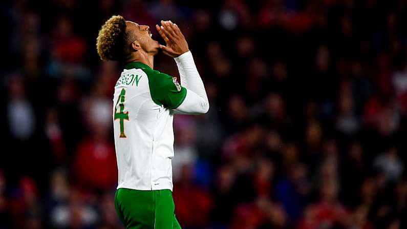 6 September 2018; Callum Robinson of Republic of Ireland reacts to a missed chance during the UEFA Nations League match between Wales and Republic of Ireland at the Cardiff City Stadium in Cardiff, Wales. Photo by Stephen McCarthy/Sportsfile