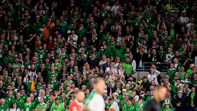 6 September 2018; Republic of Ireland supporters look on during the UEFA Nations League match between Wales and Republic of Ireland at the Cardiff City Stadium in Cardiff, Wales. Photo by Stephen McCarthy/Sportsfile