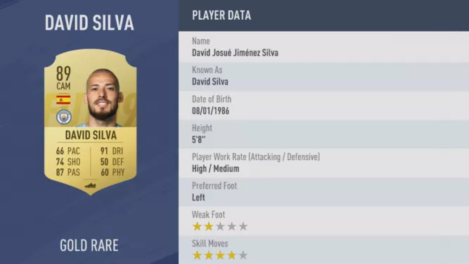 David Silva FIFA 19 rating mo salah fifa 19 rating