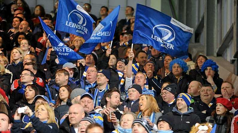 31 March 2012; A general view of Leinster supporters during the game. Celtic League, Munster v Leinster, Thomond Park, Limerick. Picture credit: Diarmuid Greene / SPORTSFILE