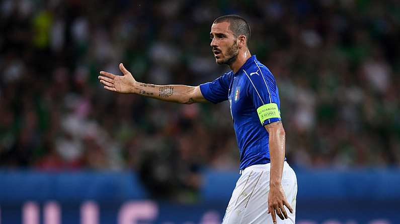 22 June 2016; Leonardo Bonucci of Italy during the UEFA Euro 2016 Group E match between Italy and Republic of Ireland at Stade Pierre-Mauroy in Lille, France. Photo by Stephen McCarthy / Sportsfile