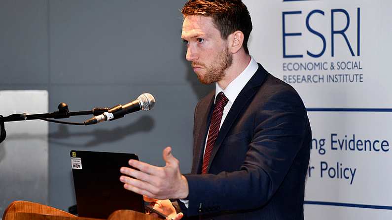 18 September 2018; Seamus Hickey, CEO of the GPA, speaking during the launch of the ESRI Report into Playing Senior Intercounty Gaelic Games at Croke Park in Dublin. Photo by Sam Barnes/Sportsfile